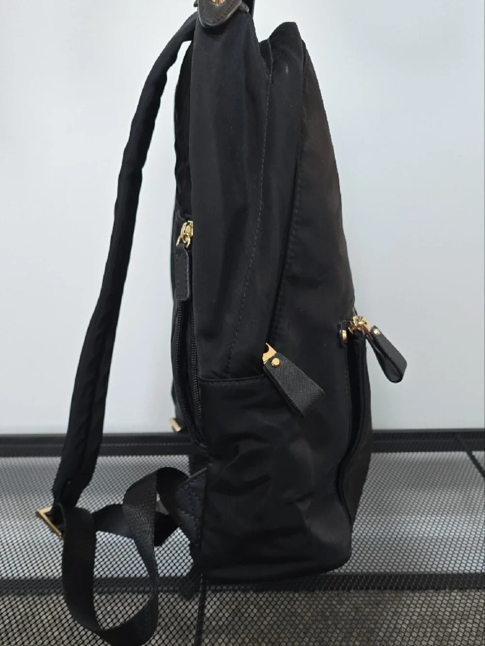 Michael Kors Black Nylon Backpack with Gold Accents